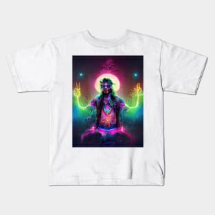 Meditating Enlightened Hippy, Lightworker Kids T-Shirt